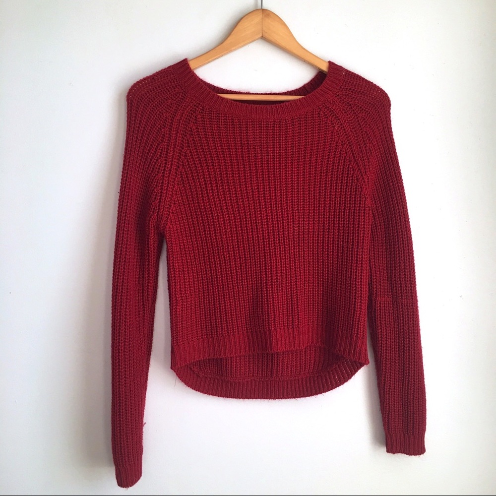 Papaya Red Knit Sweater